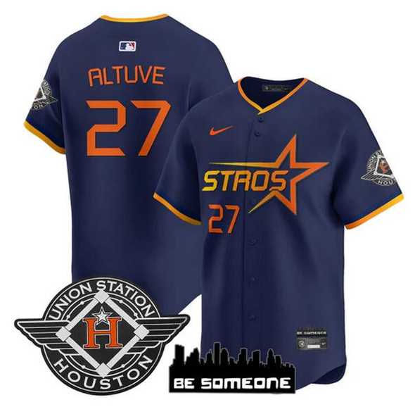 Mens Houston Astros #27 Jose Altuve Navy 2025 City Connect Limited Stitched Jersey Dzhi